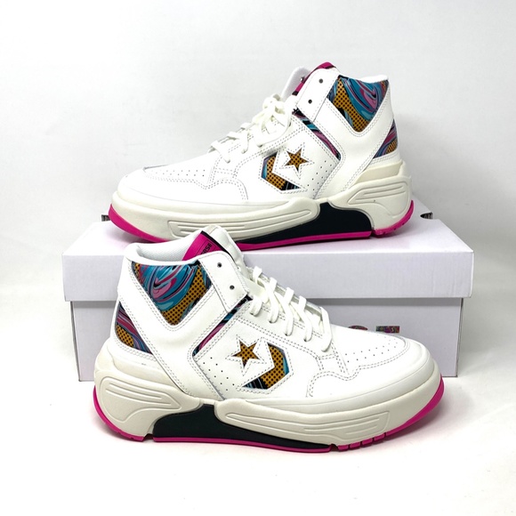 Converse Weapon CX Shoes Mid Top Pink White Leather Men Size Sneakers A00437C - Picture 3 of 10